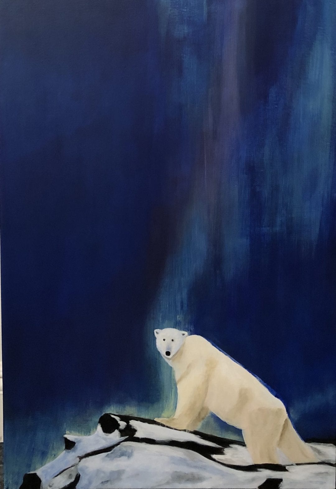 Isbjørn i Nordlys